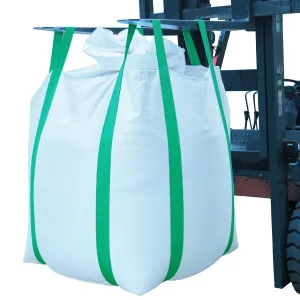 1 Pack FIBC Bulk Bag,2 Ton Bag,35"L x 35"W x 43"H,4400lbs SWL, Woven Polypropylene Bags,Duffle Top Flat Bottom,Heavy Duty Bulk Bag
