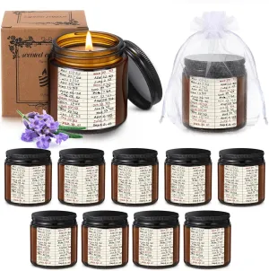 10 Set Book Lovers Gifts Library Due Date Scented Candles Natural Soy Wax Jar Candle with Organza Bag Reading Week Ideas Gifts for Readers Bookish Librarian Book Club Decor