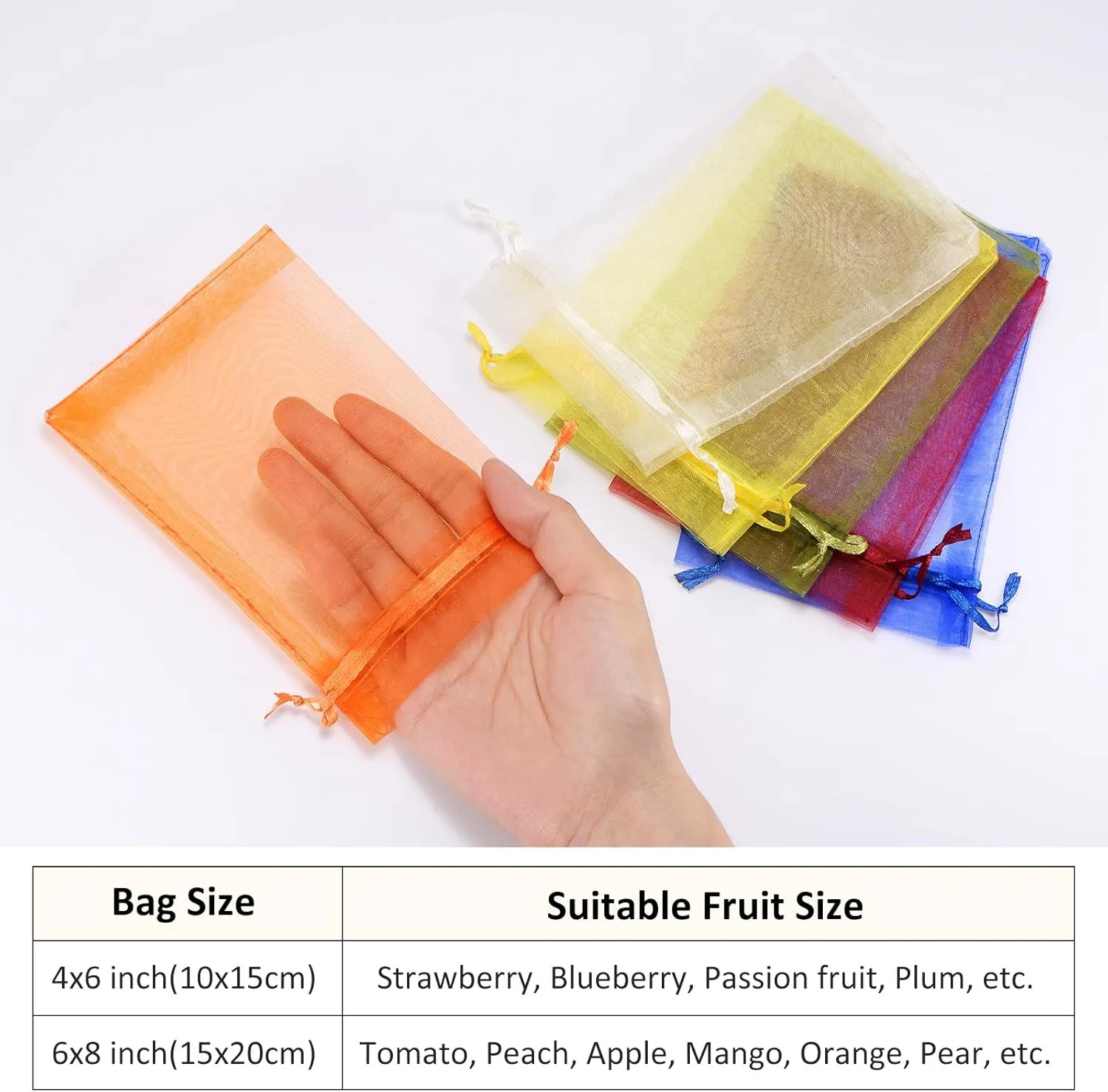 100 Pcs Fruit Protection Bags - 4x6 Inch Fruit Netting Bags Fruit Cover Mesh Bag with Drawstring Netting Barrier Bags Apply to Fruit/Flower(Beige)