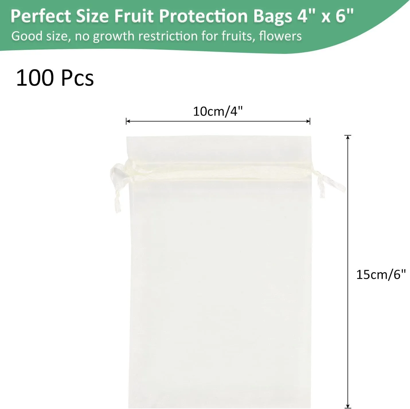 100 Pcs Fruit Protection Bags - 4x6 Inch Fruit Netting Bags Fruit Cover Mesh Bag with Drawstring Netting Barrier Bags Apply to Fruit/Flower(Beige)