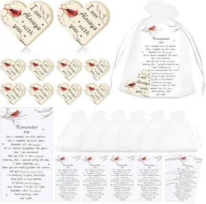 100Sets Funeral Favors, Celebration of Life Decorations with Pocket Hug Token Funeral Prayer Cards and Organza Bags, Cardinal Memorial Gifts for Funeral Cardinal Gifts Decorations
