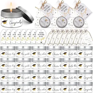 12 Pcs Graduation Gift Bulk 6 Scentes Graduation Scented Candles Soy Wax Candles with Organza Bag and Inspirational Gift Tags 2025 Graduated Gifts for Student Teacher College Graduate