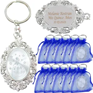 12 PCS Personalized Quinceañera Sweet 16 Mis XV 18 Birthday Favor (Royal Blue Bags)