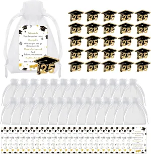 12/25/50 Set Class of 2025 Graduation Pins with Inspirational Cards Organza Bags,Graduation Pins Souvenir Emblem for High School College Student Teacher Decorations