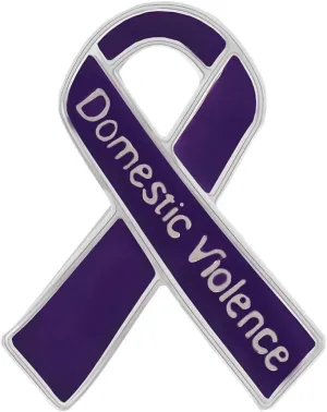 1/2/5/10/25pcs Domestic Violence Ribbon Awareness Pin - Purple Ribbon Shaped Pin for Domestic Violence Prevention