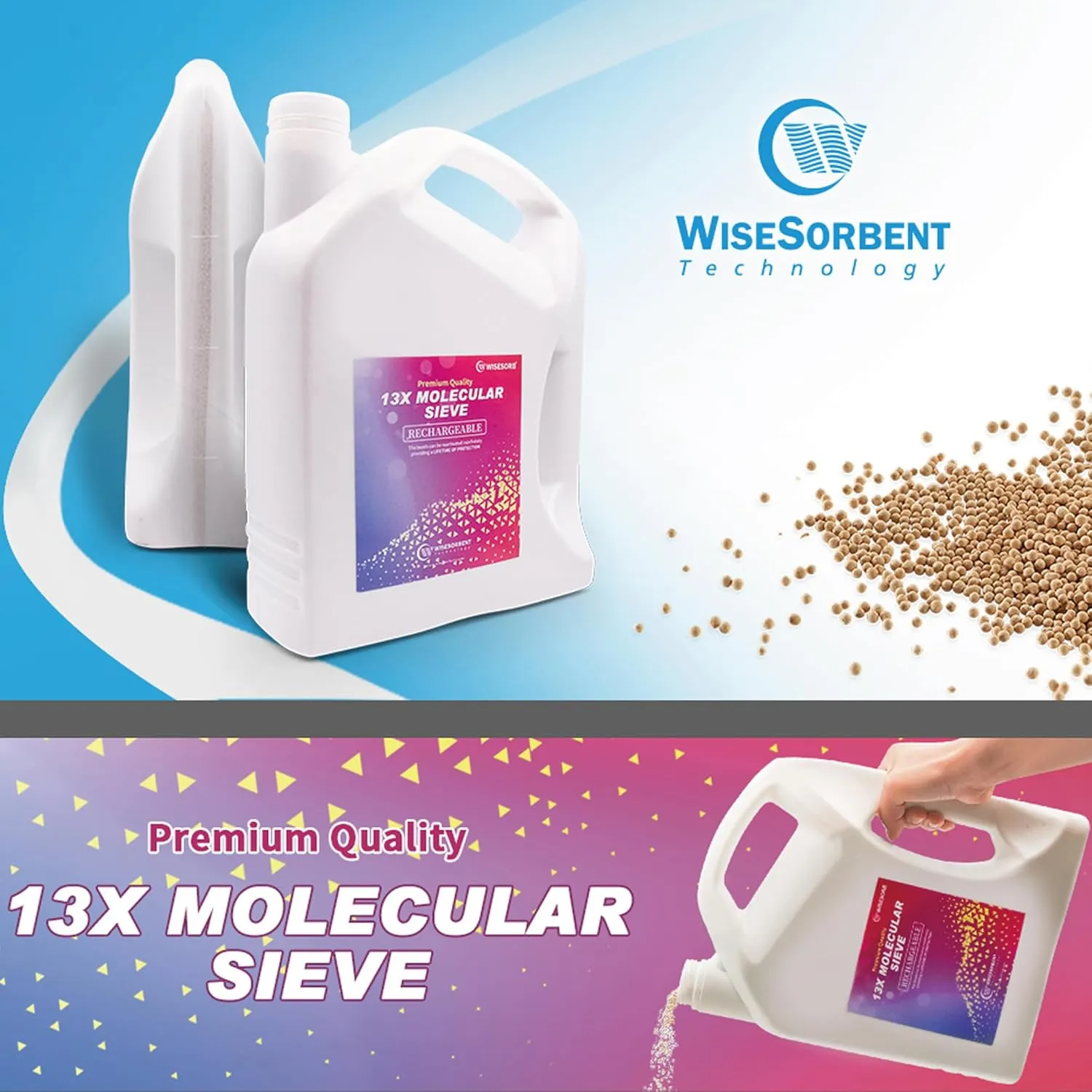 13X Molecular Sieve Desiccant Beads, 6 LBS Reusable Dessicant Dehumidifiers Desiccant Moisture Absorber