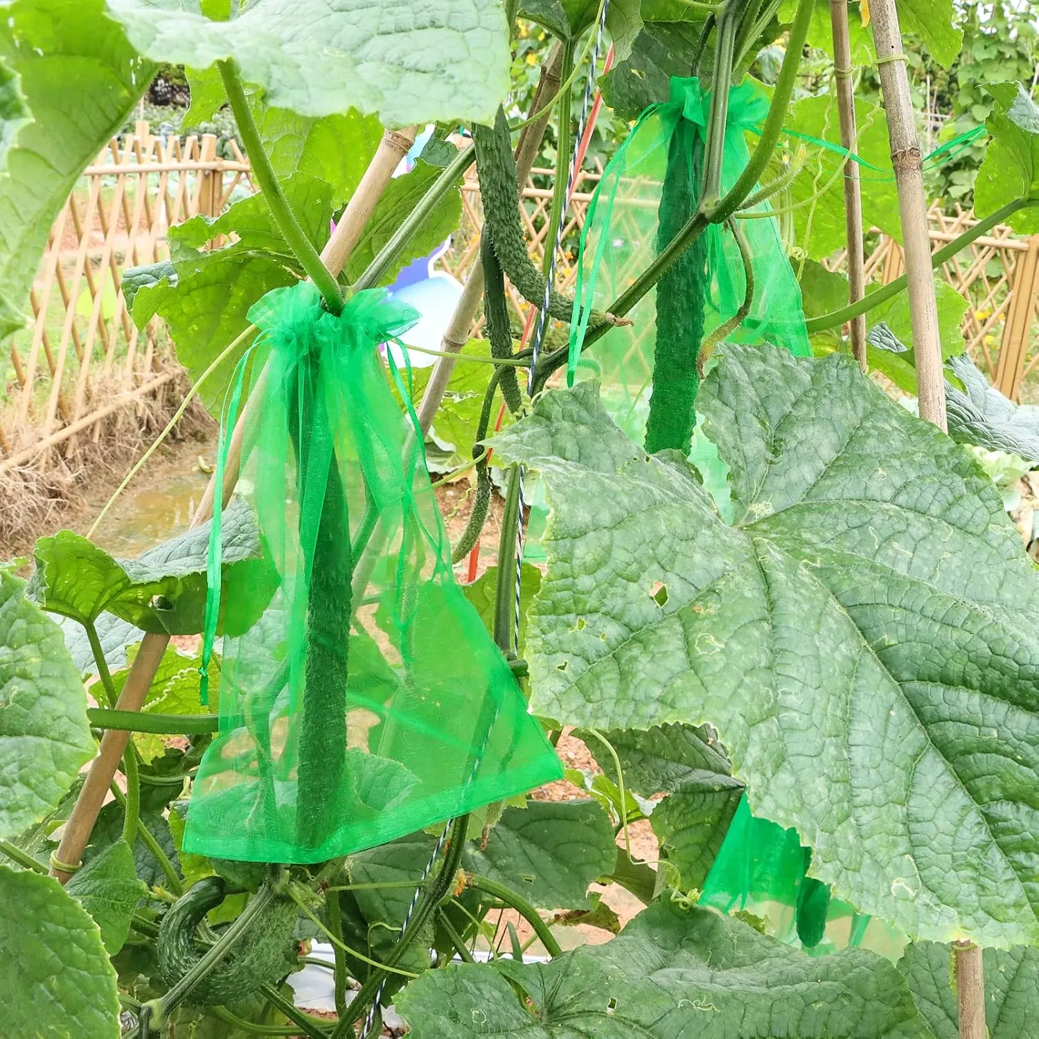 140 PCS Fruit Protection Bags, Fruit Netting Bags, Fruit Cover Mesh Bag with Drawstring, Garden Netting Bag for Father's Day, Mosquito Bug Insect Bird Net Barrier Bag for Vegetable Plant Flower(Green)