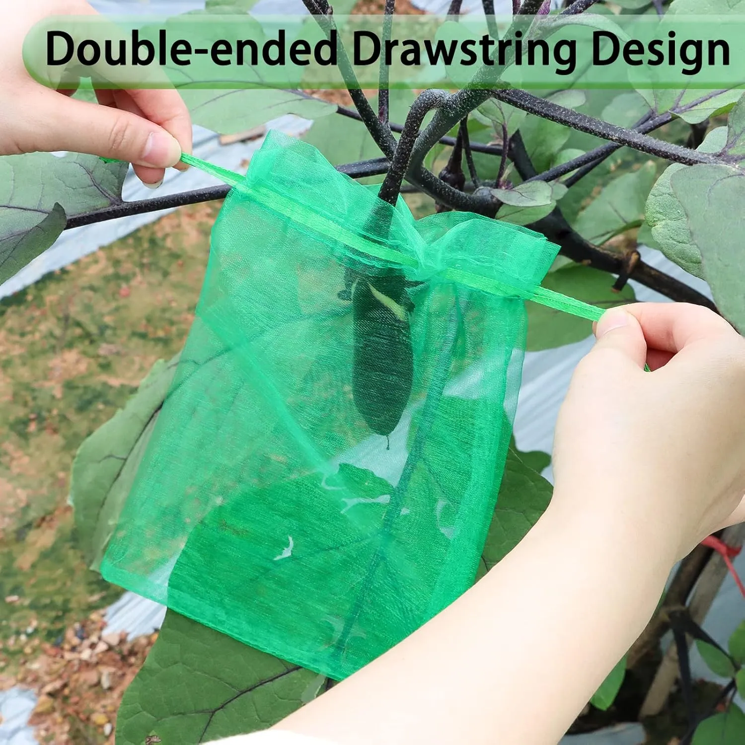 140 PCS Fruit Protection Bags, Fruit Netting Bags, Fruit Cover Mesh Bag with Drawstring, Garden Netting Bag for Father's Day, Mosquito Bug Insect Bird Net Barrier Bag for Vegetable Plant Flower(Green)