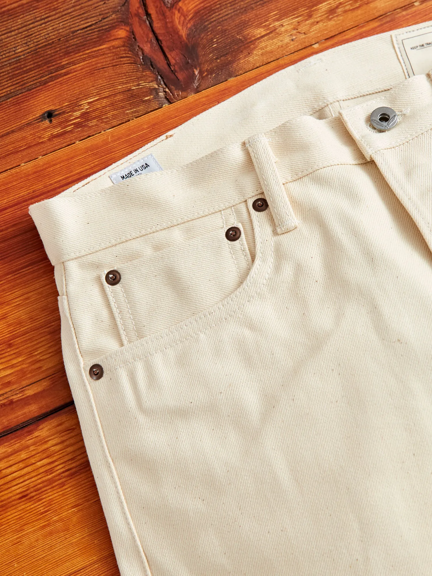 14oz Ecru Selvedge Denim in Silveridge
