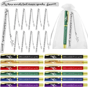 15 Sets Graduation Gifts for Students Music Gifts Musical Ballpoint Pens Inspirational Metal Bookmarks with Bags Bulk for Graduation Musician Lover Teacher