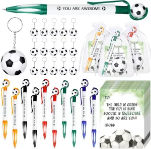 15 Sets Soccer Party Favors Team Gifts Include You Are Awesome Soccer Pens Stress Balls Keychains and Inspirational Cards