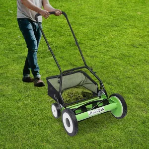 16in Manual Push Reel Lawn Mower Push Lawn Sweeper with Collection Bag, 5 Bladesfor Lawn Soil Garden Yard, Lawns, Parks, Golf Courses, Sidewalks, Driveways