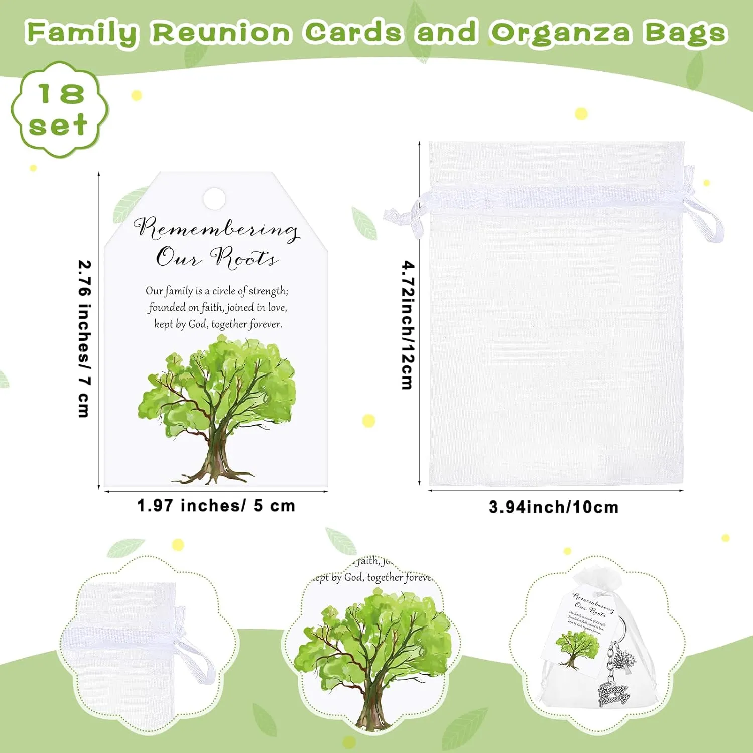 18 Sets Family Reunion Party Favors for Guests Forever Tree Keychains Bulk Gift Cards Bags for Souvenirs