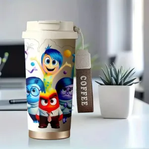 18Oz Inside Mug Out Stainless Steel Insulated Travel Mug with Lid - Sadness, Anger, Fear, Disgust Characters Design - Ideal for Hot & Cold Beverages, Office Use, Hand Wash Only
