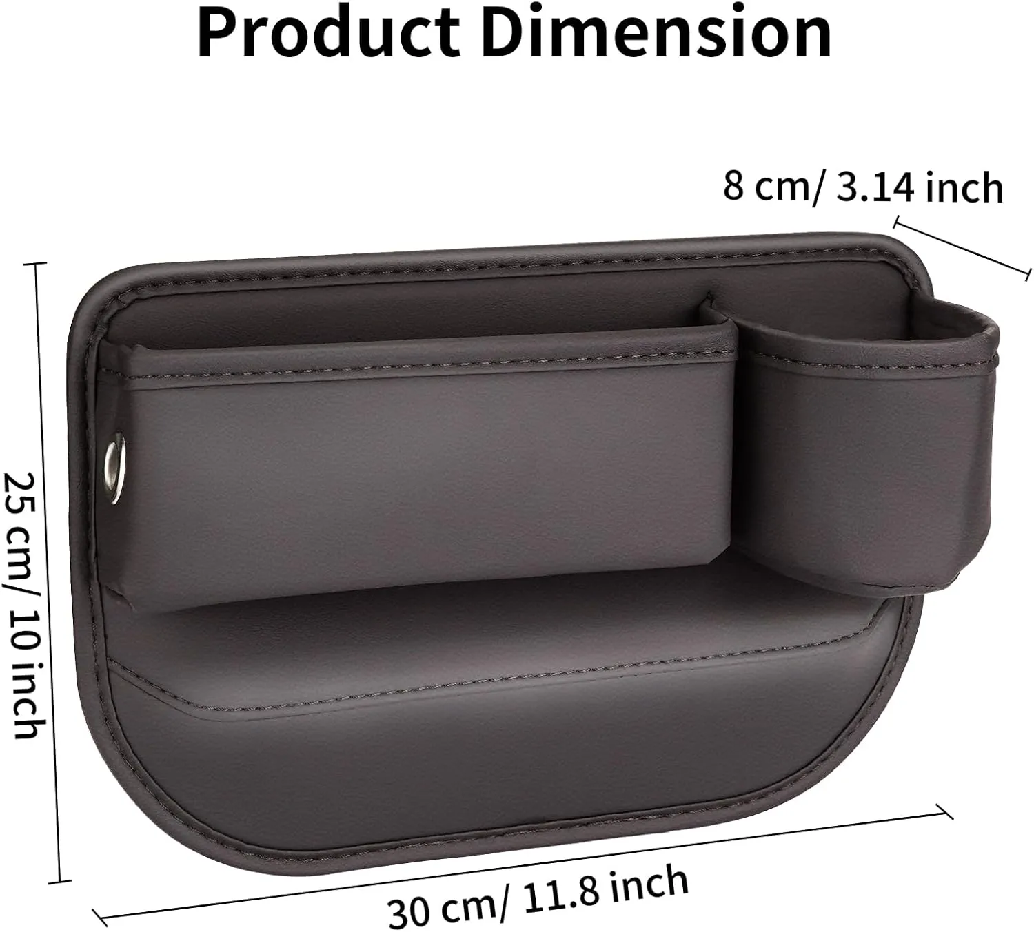 2 Pack Leather Car Seat Gap Filler Organizer, Universal Seam Filler With Cup Holder Bag, Adjustable for Phones, Keys (Brown)