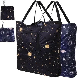 2 Pack Travel Laundry Bag with Handle and Drawstring, Expandable Foldable Dirty Clothes Bags with Hook and Zipper, Lightweight Waterproof Laundry Hamper Liner for Travel, Home, College Dorm,