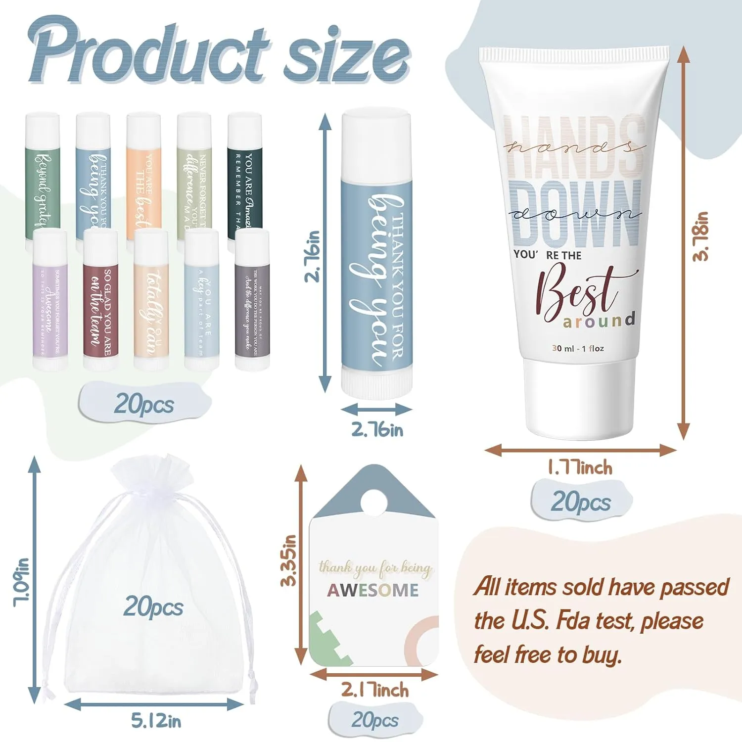 20 Sets 2025 CNA Week Gifts Bulk Lip Balms and Hand Cream Employee Appreciation Inspirational Hand Lotion Thank You Gifts Bulk for Coworker Staff Nurse Teacher Team