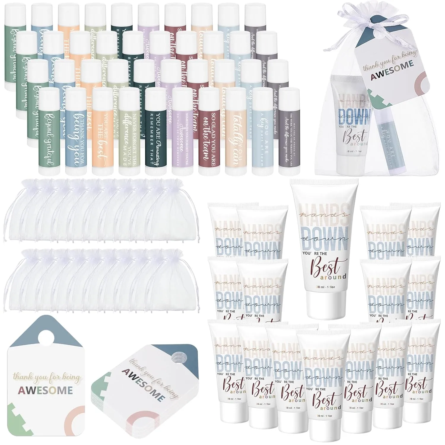 20 Sets 2025 CNA Week Gifts Bulk Lip Balms and Hand Cream Employee Appreciation Inspirational Hand Lotion Thank You Gifts Bulk for Coworker Staff Nurse Teacher Team