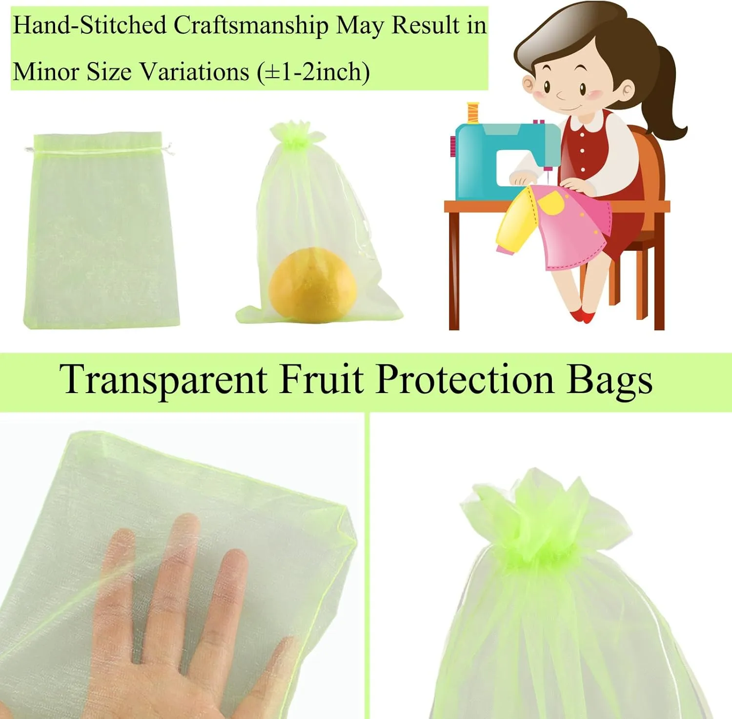 200 PCS Fruit Protection Bags Mesh Bags Drawstring 4x6 inch Netting for Garden Protection Fruit Tree Netting Fruit Bags for Fruit Trees Garden Netting Pest Barrier