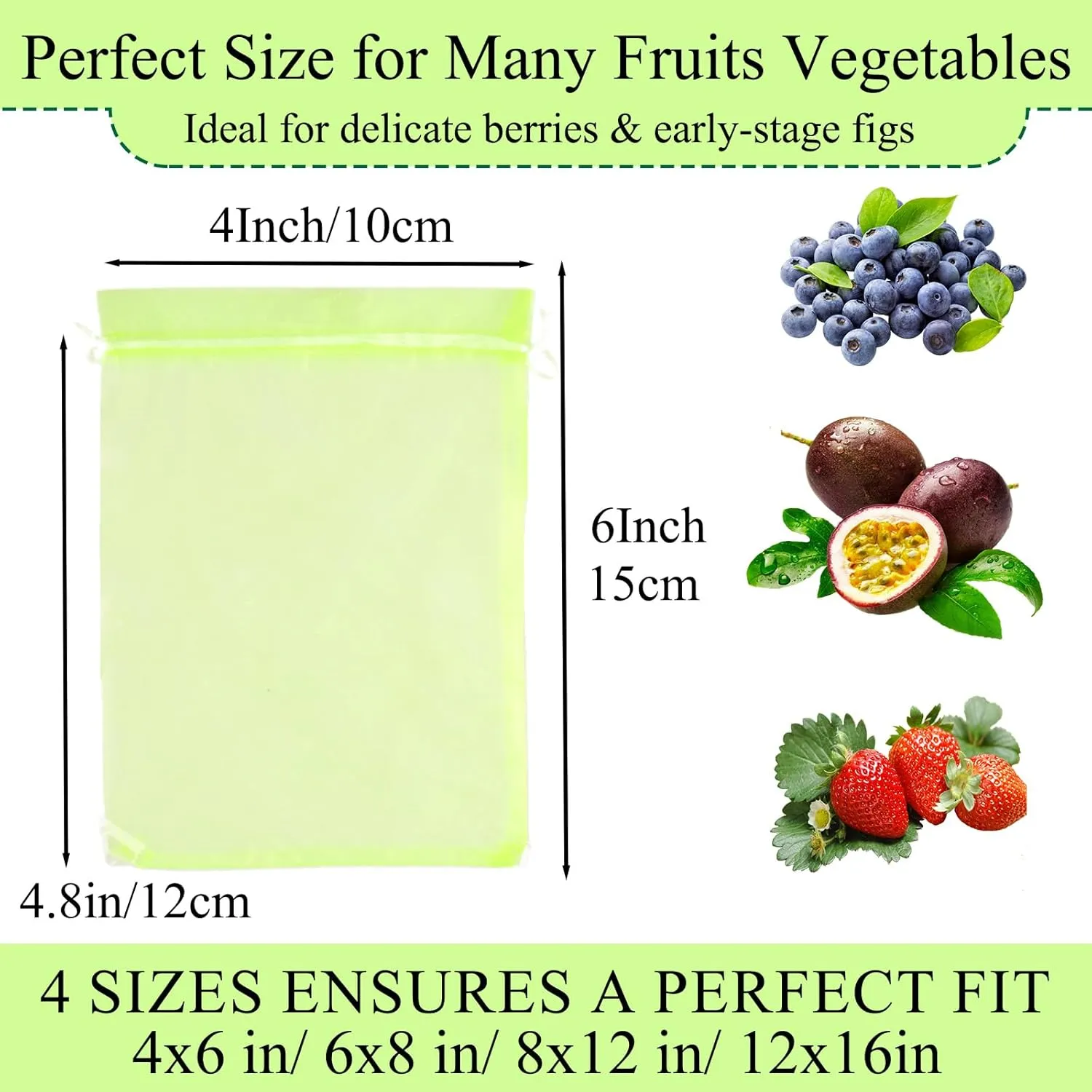 200 PCS Fruit Protection Bags Mesh Bags Drawstring 4x6 inch Netting for Garden Protection Fruit Tree Netting Fruit Bags for Fruit Trees Garden Netting Pest Barrier
