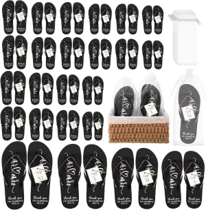 24 Pairs Wedding Flip Flops Bulk Slippers Flip Flops Women Wedding Sandals with Size Cards Drawstring Bags