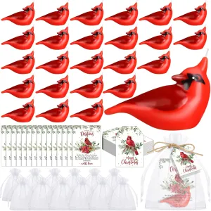24 Sets Christmas Party Favors Soy Wax Candles with Organza Bag and Cards Bulk Portable Candle Party Favors Christmas Gifts for Guest Celebration Xmas Supplies Decor (Cardinal Bird)