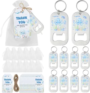 24 Sets Under the Sea Bottle Openers Baby Shower Favors - Ocean Animals Bottle Openers Keychains Thank You Tags Organza Bags, Underwater World Beach Theme Baby Shower Decor Guest Gifts
