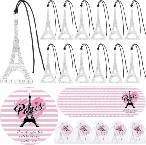 25 Sets Paris Party Favors Eiffel Tower Bookmarks Paris Metal Book Marks Thank You Cards Organza Bags Souvenirs from France Gifts for Girls Birthday Themed Party Favors