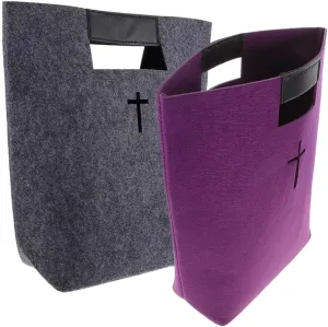 2Pcs Felt Bible Cover Bible Protective Carrying Case Bible Tote Bible Study Book Holder Church Bible Carrier with Hollowed Cross Design and Bible Verse