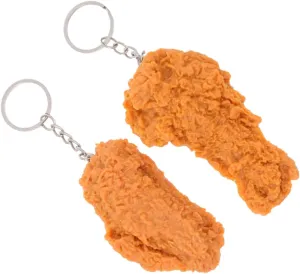 2Pcs Fried Chicken Keychain Cooked Chicken Leg and Wing Keychain Novelty Food Keyring for Handbag Purse Car Accessories Fun Chicken Keychain Collection