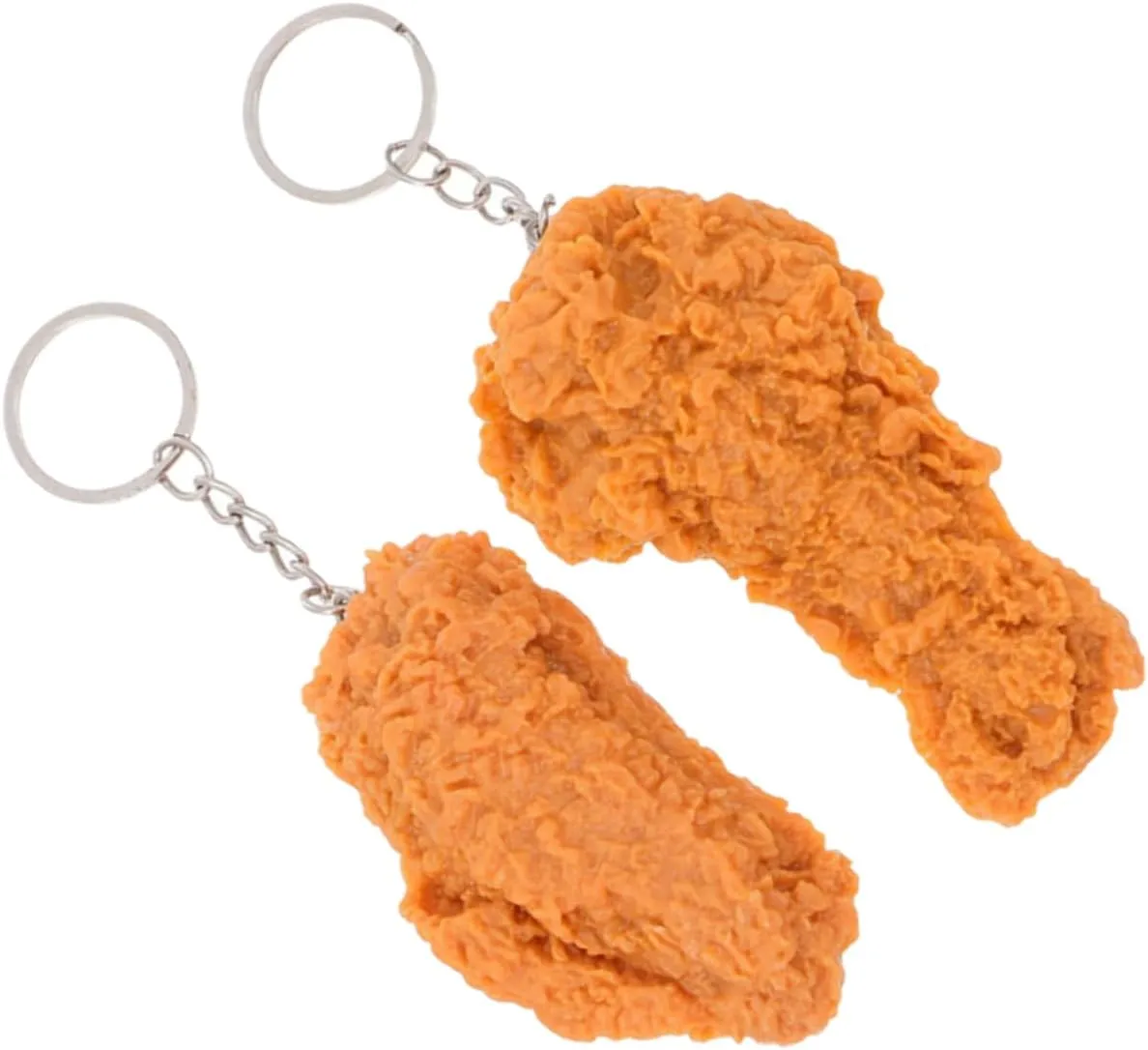 2Pcs Fried Chicken Keychain Cooked Chicken Leg and Wing Keychain Novelty Food Keyring for Handbag Purse Car Accessories Fun Chicken Keychain Collection