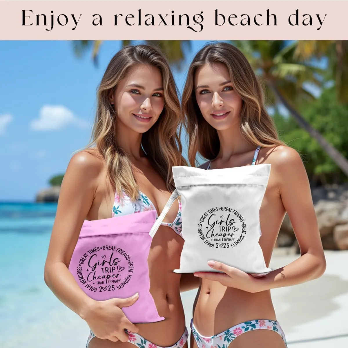 2Pcs Girls Trip Gifts Wet Dry Bag, Beach Bag Wet Bag Favors, Sunscreen Aloha Bags Swimsuit Toiletry Travel Essentials For Women, Beach Travel Laundry bags for Dirty Diaper Swimsuit Gifts