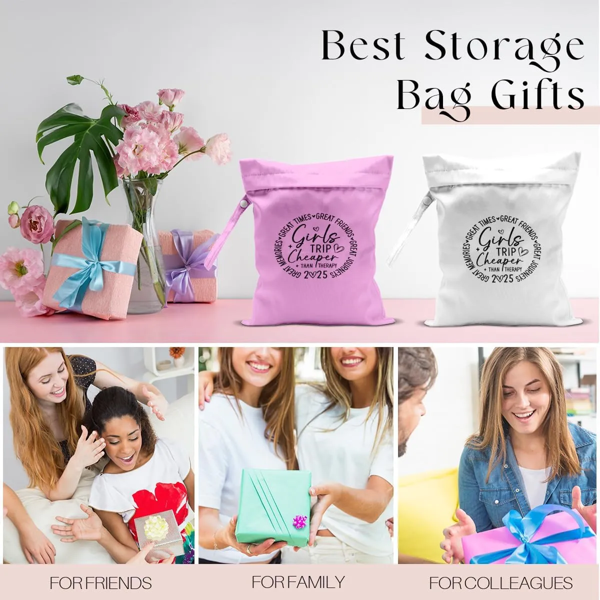 2Pcs Girls Trip Gifts Wet Dry Bag, Beach Bag Wet Bag Favors, Sunscreen Aloha Bags Swimsuit Toiletry Travel Essentials For Women, Beach Travel Laundry bags for Dirty Diaper Swimsuit Gifts
