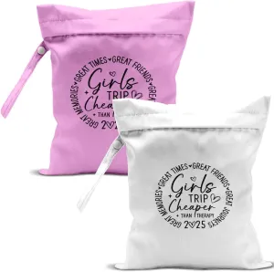 2Pcs Girls Trip Gifts Wet Dry Bag, Beach Bag Wet Bag Favors, Sunscreen Aloha Bags Swimsuit Toiletry Travel Essentials For Women, Beach Travel Laundry bags for Dirty Diaper Swimsuit Gifts