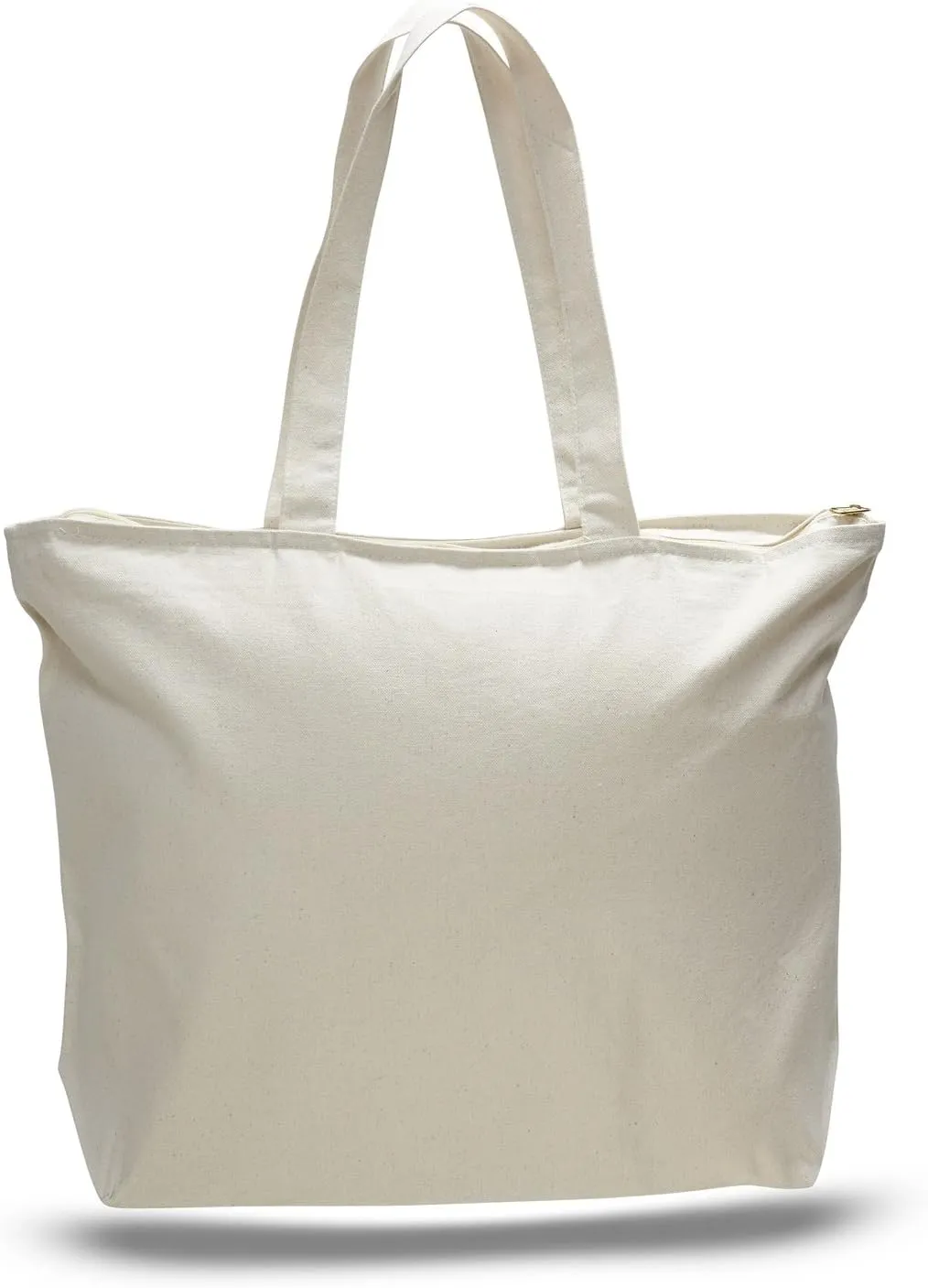 (3 Pack) Set of 3 Heavy Canvas Large Tote Bag with Zippered Closure
