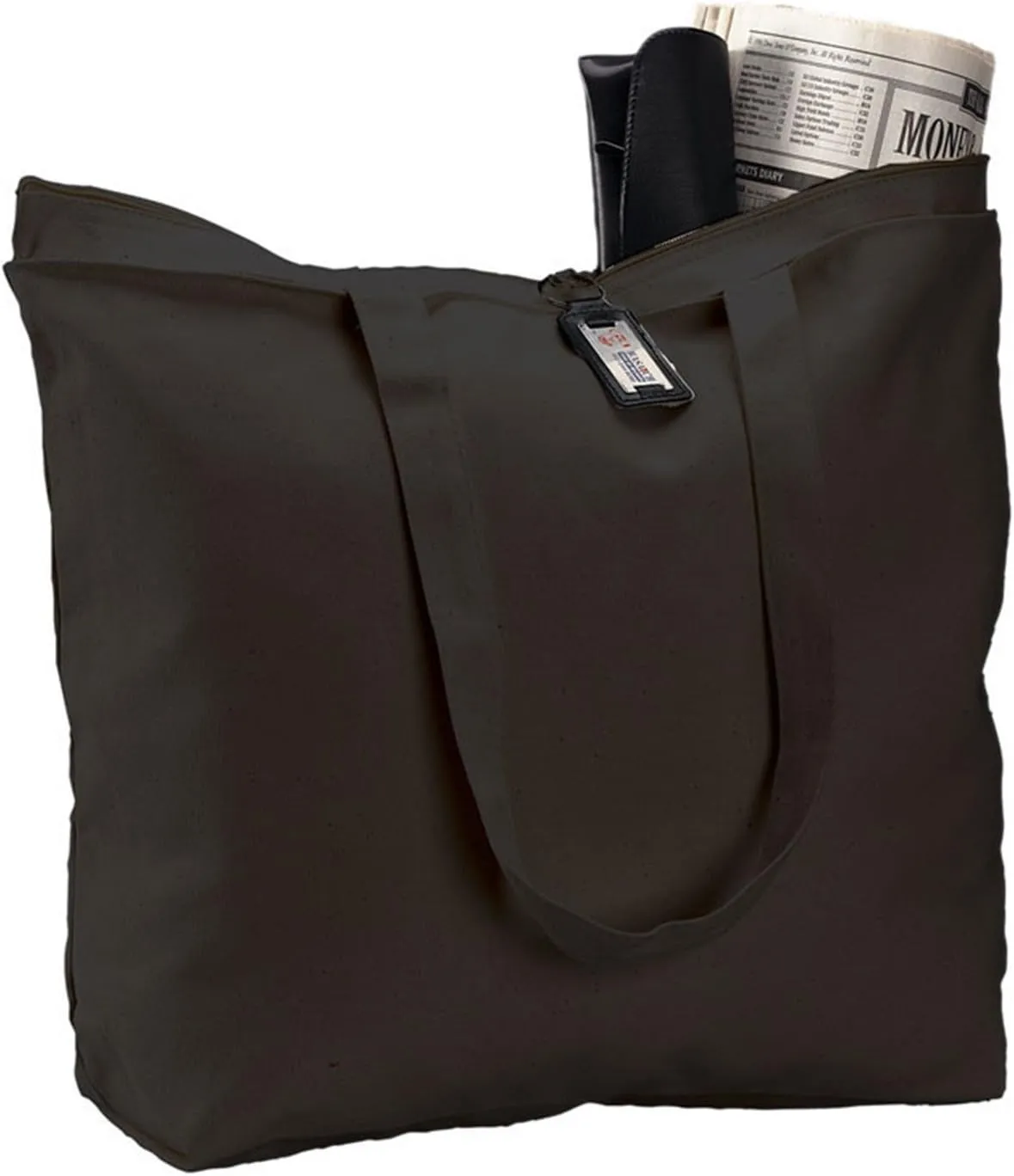 (3 Pack) Set of 3 Heavy Canvas Large Tote Bag with Zippered Closure