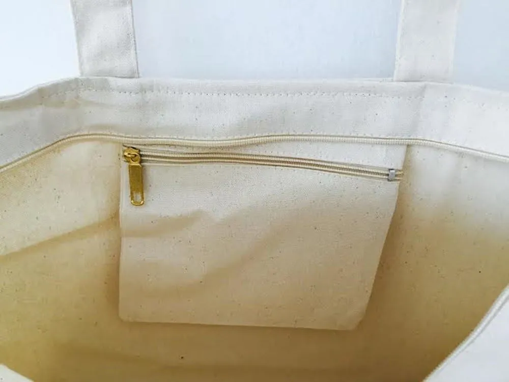 (3 Pack) Set of 3 Heavy Canvas Large Tote Bag with Zippered Closure