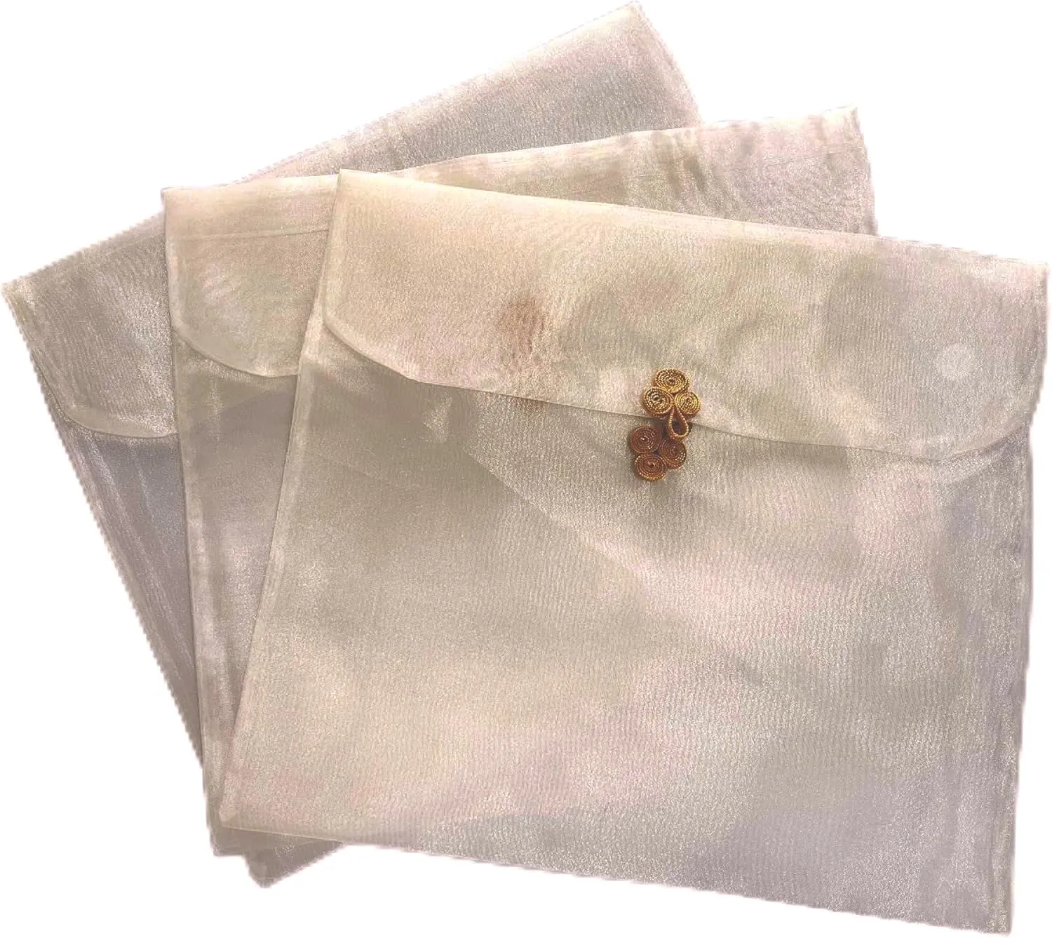 3 Pieces Scarf Storage Bag Beige Encrypted Matte Button Yarn Envelope Silk for Scarf Gifts Organza Clothing Wardrobe Organizer Packaging Bags 13 x 11.8 Inches