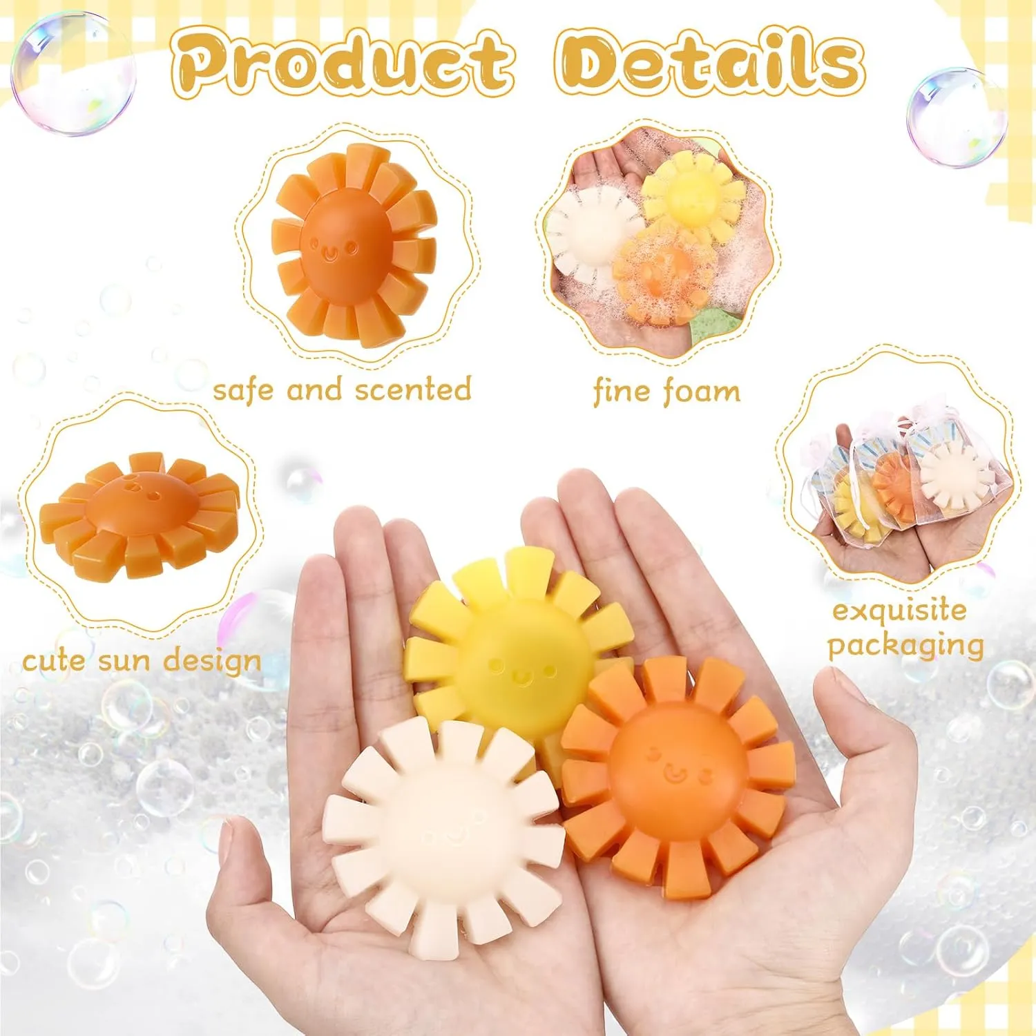 30 Sets Here Comes the Son Baby Shower Favors Sunshine Soaps Sun Handmade Scented Soap with Thank You Cards and Organza Bags for Guests Baby Shower Party Game Prize Supplies Return Gifts