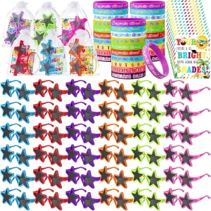 36 Set Graduation Gifts Star Sunglasses Party Favor with Gift Cards Silicone Bracelet Wristbands Kindergarten Preschool Graduation Party Favor