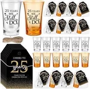 36 Sets 25th Wedding Anniversary Party Favors We Still Do 25 Years Wedding Shot Glasses Thank You Tags Anniversary Decorations Gifts for Guest Favors Celebration Return Gifts