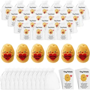 36 Sets Inspirational Resin Cute Potato Gift Bulk Hug Heart Sign Realistic Potato with Funny Card Organza Bag Positive Emotional Gift for Graduation End of Year Student Teacher Nurse