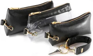 4-Piece Wristlet Set - Key Ring Bracelet & 3 Women’s Bags Womens Faux Leather Purses & Handbags Classic Clutch Purse