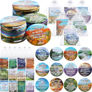 48 Pcs Christian Gifts for Women Mini Bible Verse Compact Mirror with Card Bag Inspirational Pocket Makeup Mirror Gifts for Mother's Day Church Group Sunday School Volunteers(Scene Color)