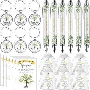 48 PCS Family Reunion Favors Family Tree Keychains Ballpoint Pen Card and Organza Bags for Family Gathering Party Heart Tree Keyrings for Home Family Reunion Party Gifts, Green
