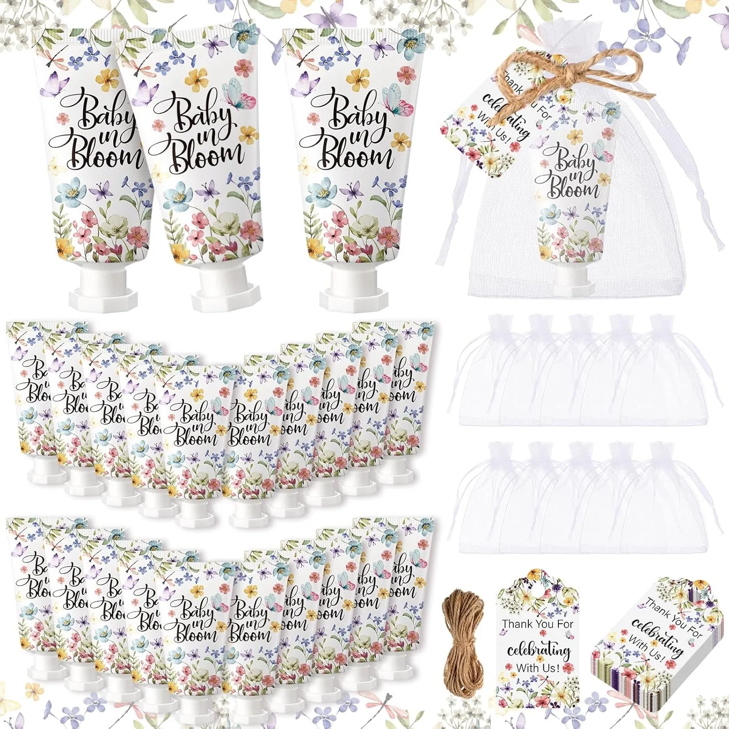 48 Sets Baby In Bloom Hand Cream Gifts Baby Shower Hand Cream Party Favors for Guests Wildflower Gift Bulk Travel Size Lotion Set for Guest