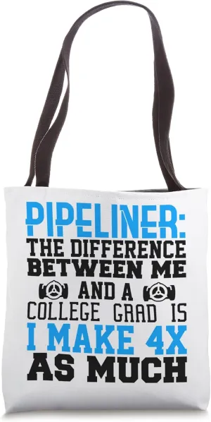 4x Pipeliner College Money Welds Pipeline Trade School Funny Tote Bag