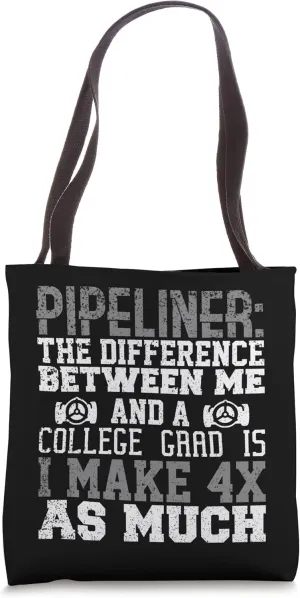 4x Pipeliner College Money Welds Pipeline Trade School Funny Tote Bag