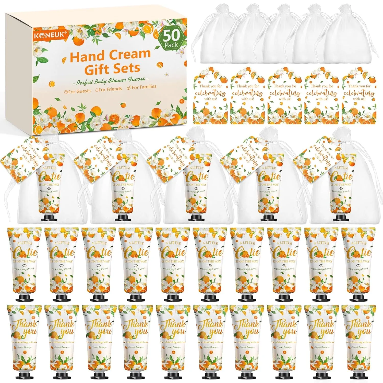 50 Pack Bulk Hand Cream Sets, Appreciation Gifts, Bridal Shower Favors, Wedding Shower Favors and Baby Shower Favors for Guests, Wedding Welcome Bag Stuffers for Guests, Thank You Gifts (Orange)