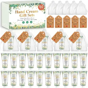 50 Sets Baby Shower Hand Cream Bulk Gifts, Bridal Shower Favors and Baby Shower Favors for Guests with Thank You Card and Organza Gift Bags, Thank You Gifts for Women Coworkers (Oh Baby)